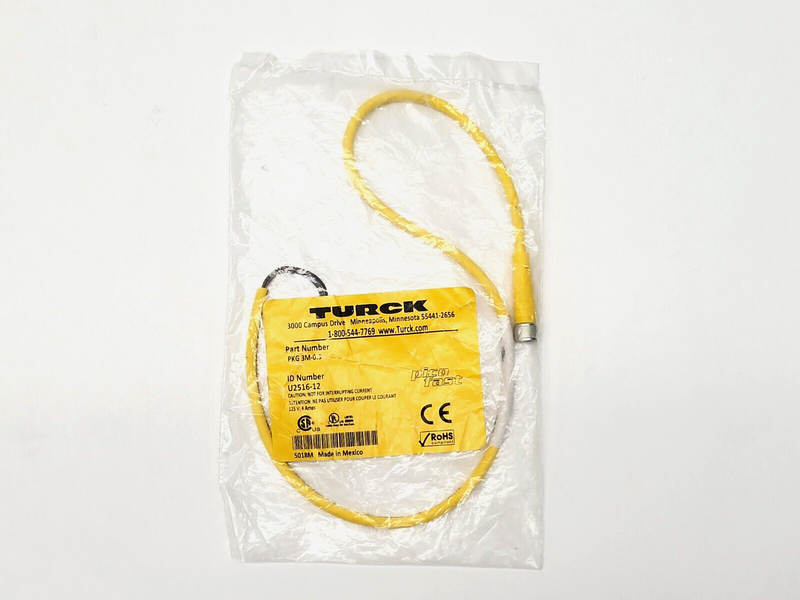 Turck PKG 3M-0.5 Picofast M8, Female, 3-Pin Actuator and Sensor Cordset U2516-12 - Maverick Industrial Sales