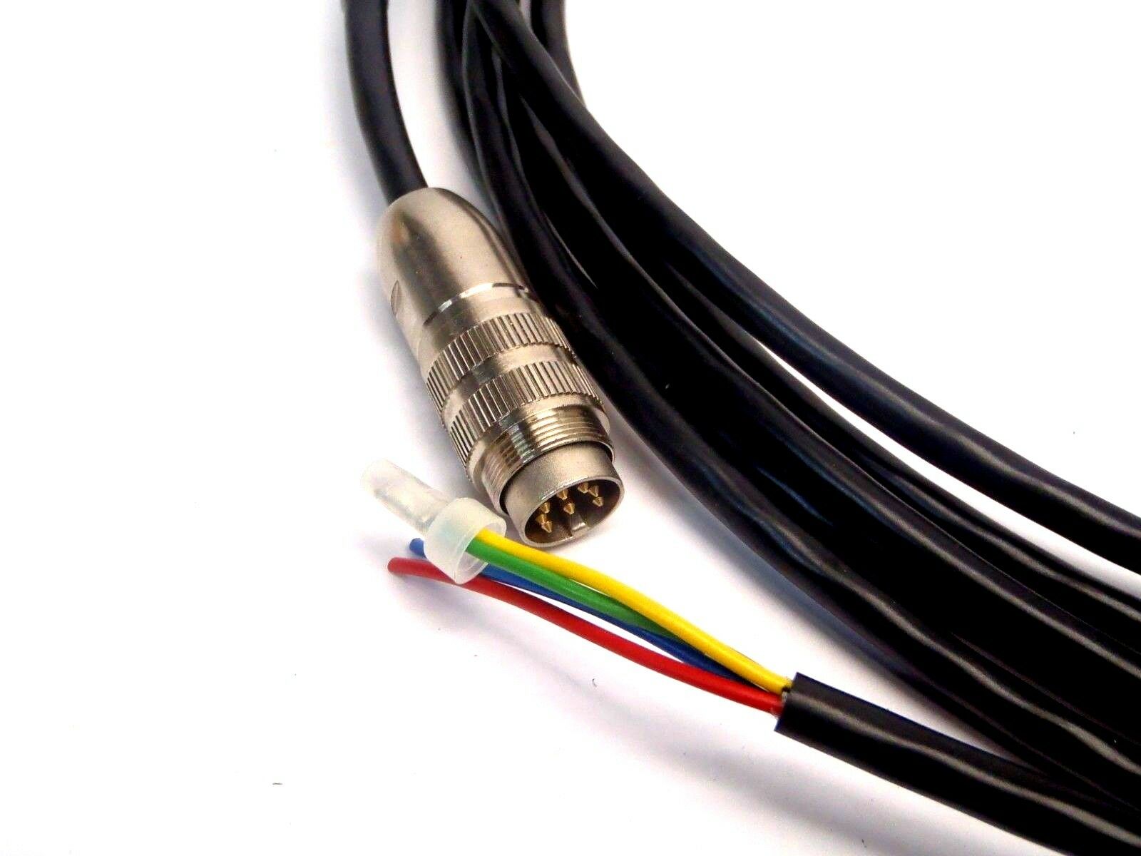 Unbranded 8 Pin Connector Black Shielded Cordset to 4 Wire Flying Leads - Maverick Industrial Sales