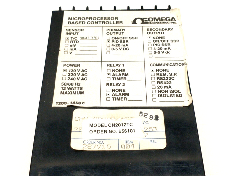 Omega CN2012TC Microprocessor Based Temperature/Process Controller 656101 - Maverick Industrial Sales
