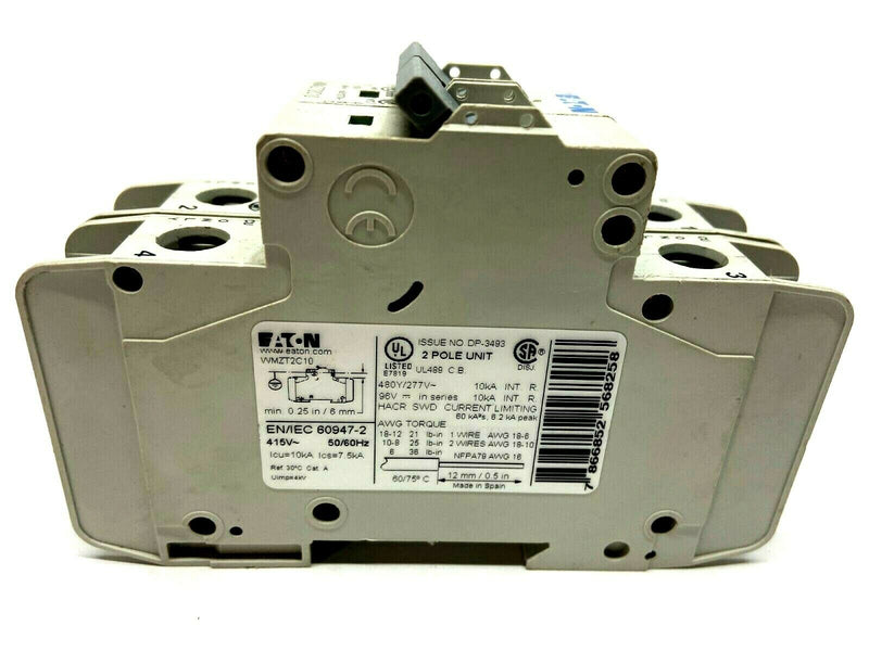 Eaton WMZT2C10 Current Limit 2 Pole Circuit Breaker 10A - Maverick Industrial Sales