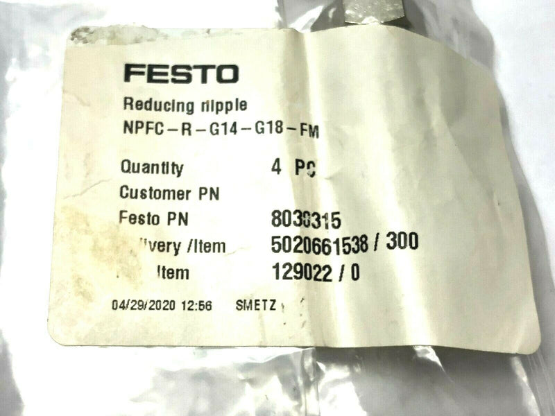 Festo NPFC-R-G14-G18-FM Reducing Nipple 8030315 PKG OF 4 - Maverick Industrial Sales