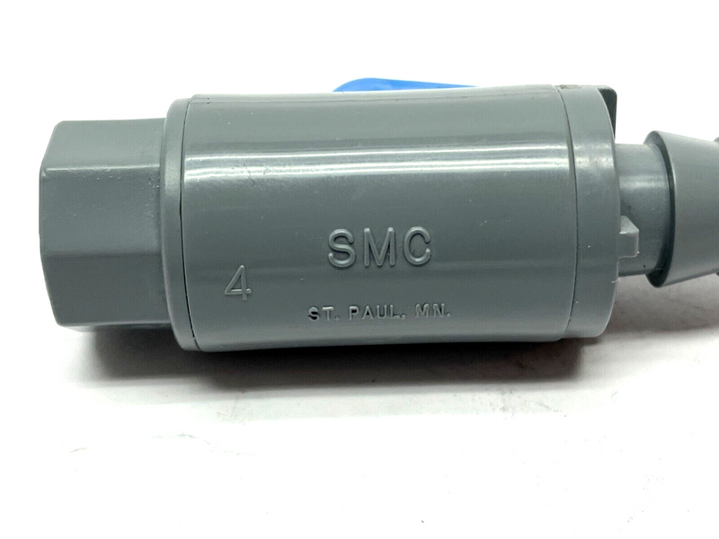 SMC PVC 638-TB4F-F Ball Valve 1/4" FPT x 3/8" to 5/8" Barb - Maverick Industrial Sales