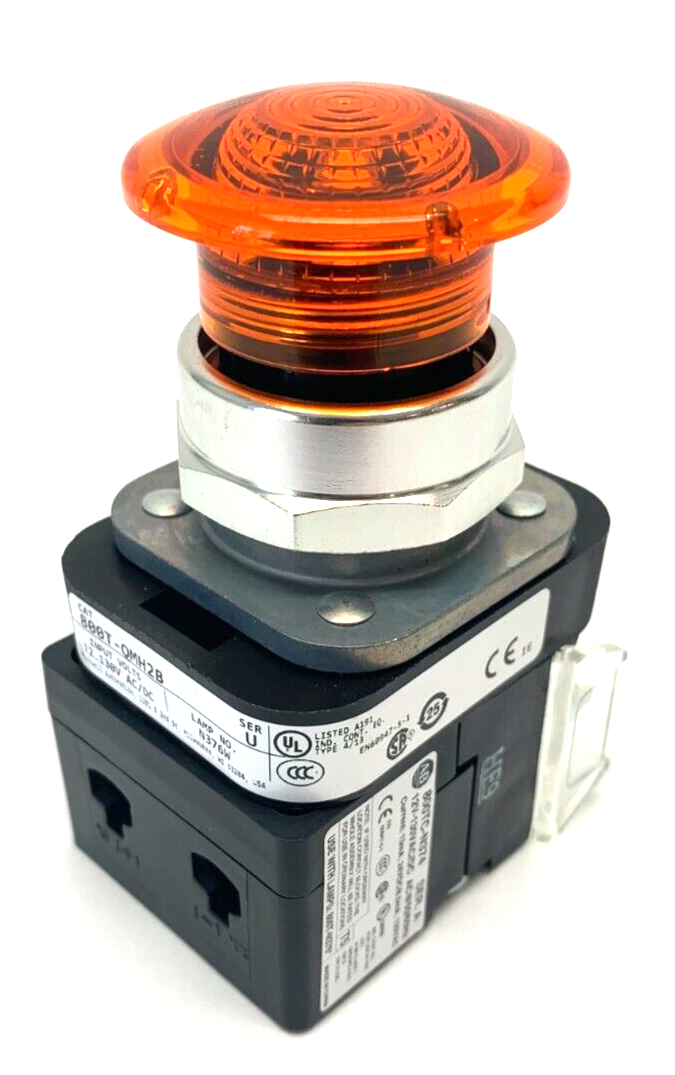 Allen Bradley 800T-QMH2B Ser U 30mm Amber Illuminated Push Button 40mm Mush Head - Maverick Industrial Sales