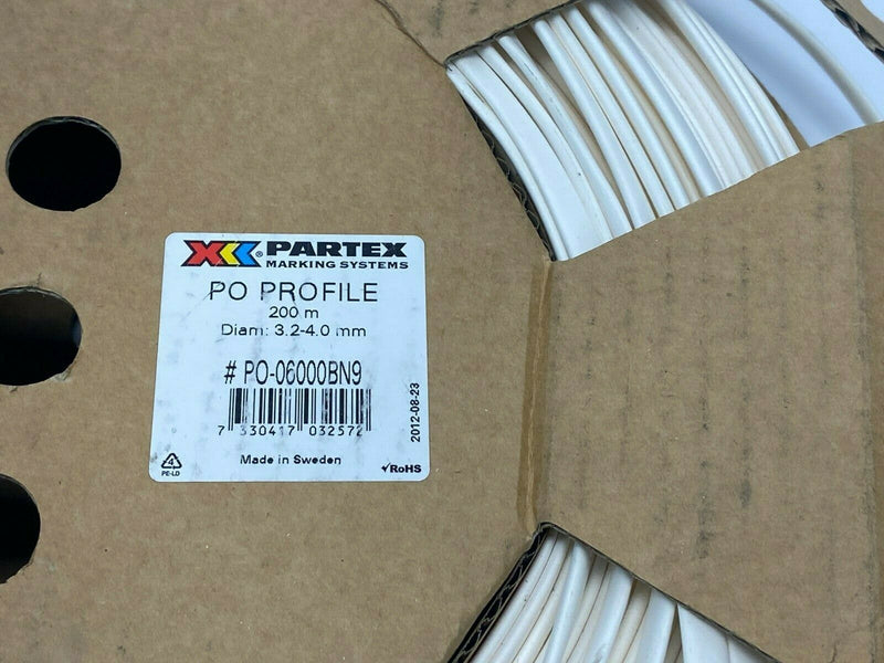 Partex PO-6000BN9 Oval Wire Markers White 3.2-4mm Diameter 200m Reel - Maverick Industrial Sales