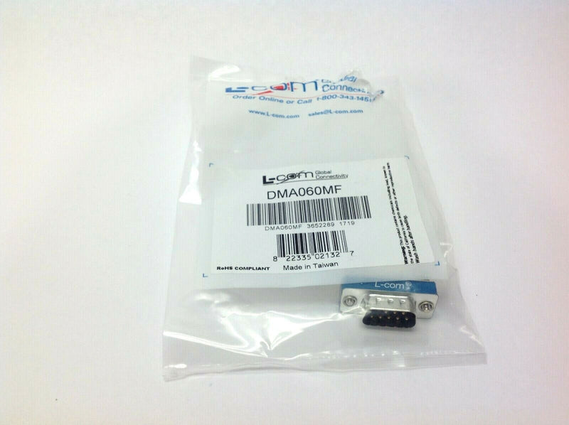 L-Com DMA060MF Slimline Null Modem Adapter  DB9 Male / Female - Maverick Industrial Sales