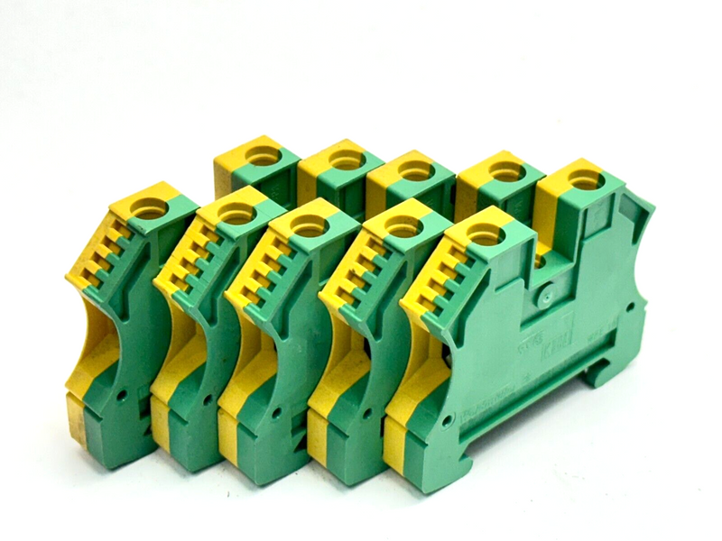 Weidmuller 1010300000 WPE 10 Terminal Ground Block Green/Yellow 1200A LOT OF 5 - Maverick Industrial Sales