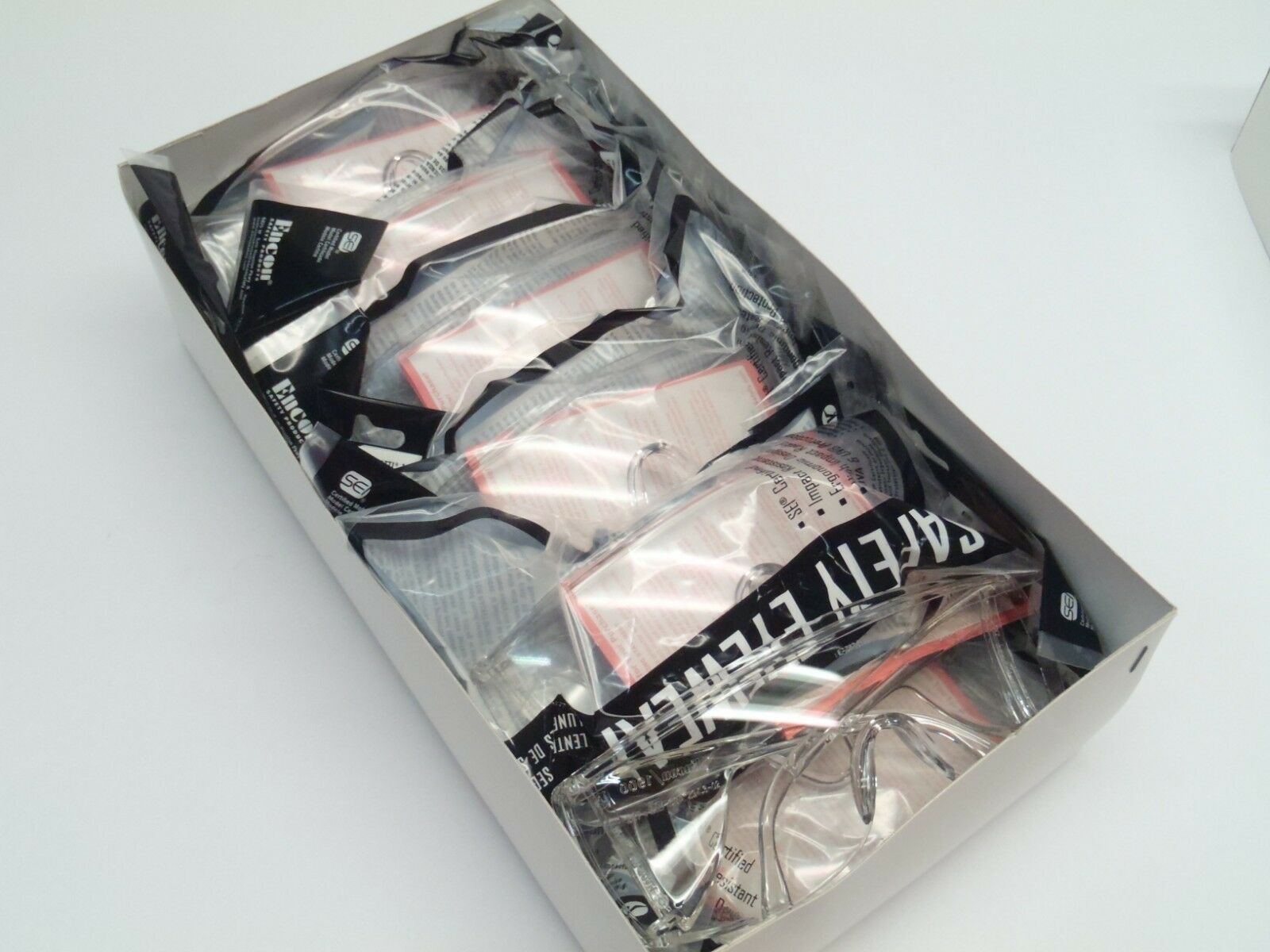 Lot of 12 Encon Veratti 1910CS Safety Glasses Clear Lens Clear Frame - Maverick Industrial Sales