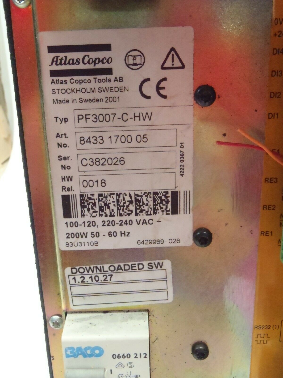 Atlas Copco 8433 1700 05 TENSOR S4/S7 Torque Controller PF3007-C-HW - For parts or not working - Maverick Industrial Sales