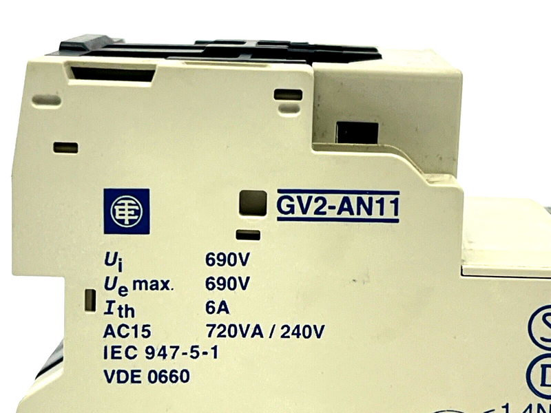 Telemecanique GV2-M06 Motor Circuit Breaker 1-1.6A w/ GV2-AN11 Auxiliary Block - Maverick Industrial Sales
