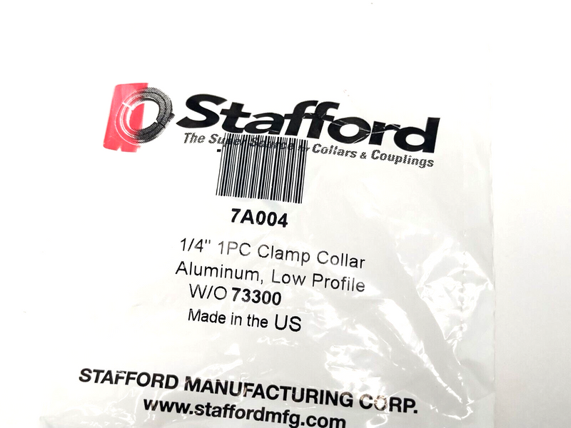 Stafford 7A004 1/4" One-Piece Split Clamp Shaft Collar, Aluminum LOT OF 4 - Maverick Industrial Sales