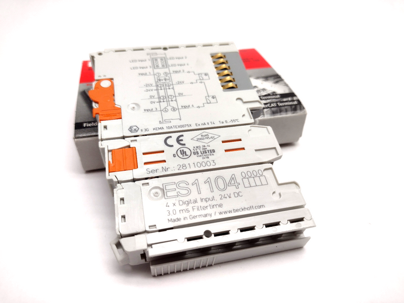 Beckhoff ES1104 Ethercat Terminal 4-Channel Digital 24VDC 3ms 2/3 Wire Pluggable - Maverick Industrial Sales