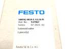 Festo VMPA2-M1H-E-G1/8-PI Air Solenoid Valve 5/3 Exhausted G1/8 537967 - Maverick Industrial Sales