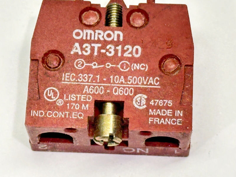 Omron A3T-3120 Contact Block 10A 500VAC LOT OF 3 - Maverick Industrial Sales