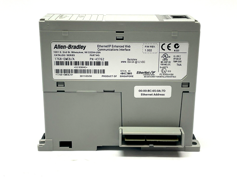 Allen Bradley 1768-EWEB Ser. A F/W REV 1.002 Communication Adapter Web Server - Maverick Industrial Sales