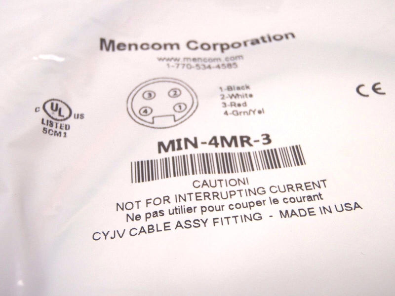 MENCOM Corporation MIN-4MR-3 MIN Size I Receptacle 4 Pole Male Straight 3 Ft - Maverick Industrial Sales