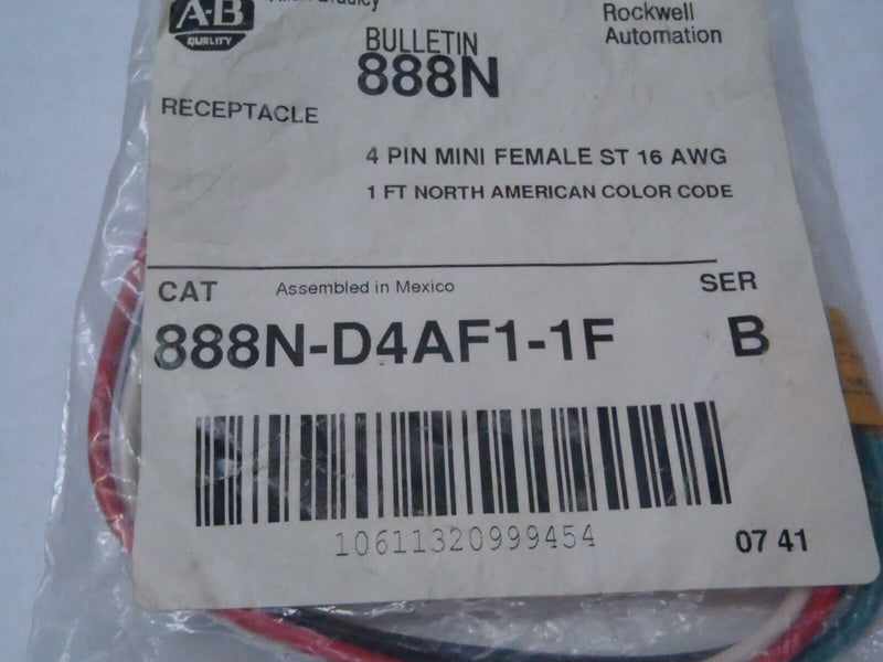 Allen Bradley 888N-D4AF1-1F Receptacle 4 Pin Mini ST 16 AWG SER B - Maverick Industrial Sales