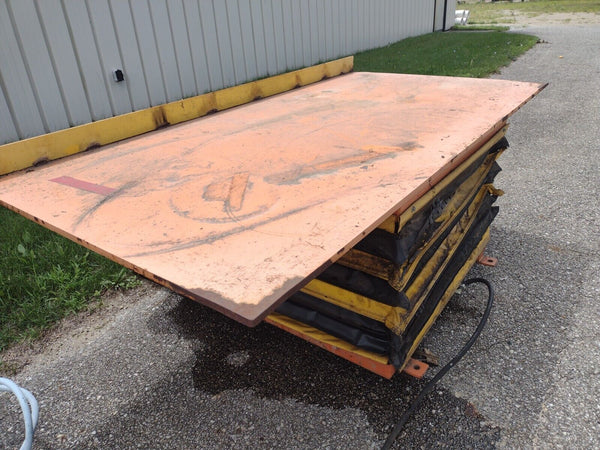 Scott Handling Lift table 99" x 52" Pneumatic Lift Table 4000lb 32" Max Height - Maverick Industrial Sales