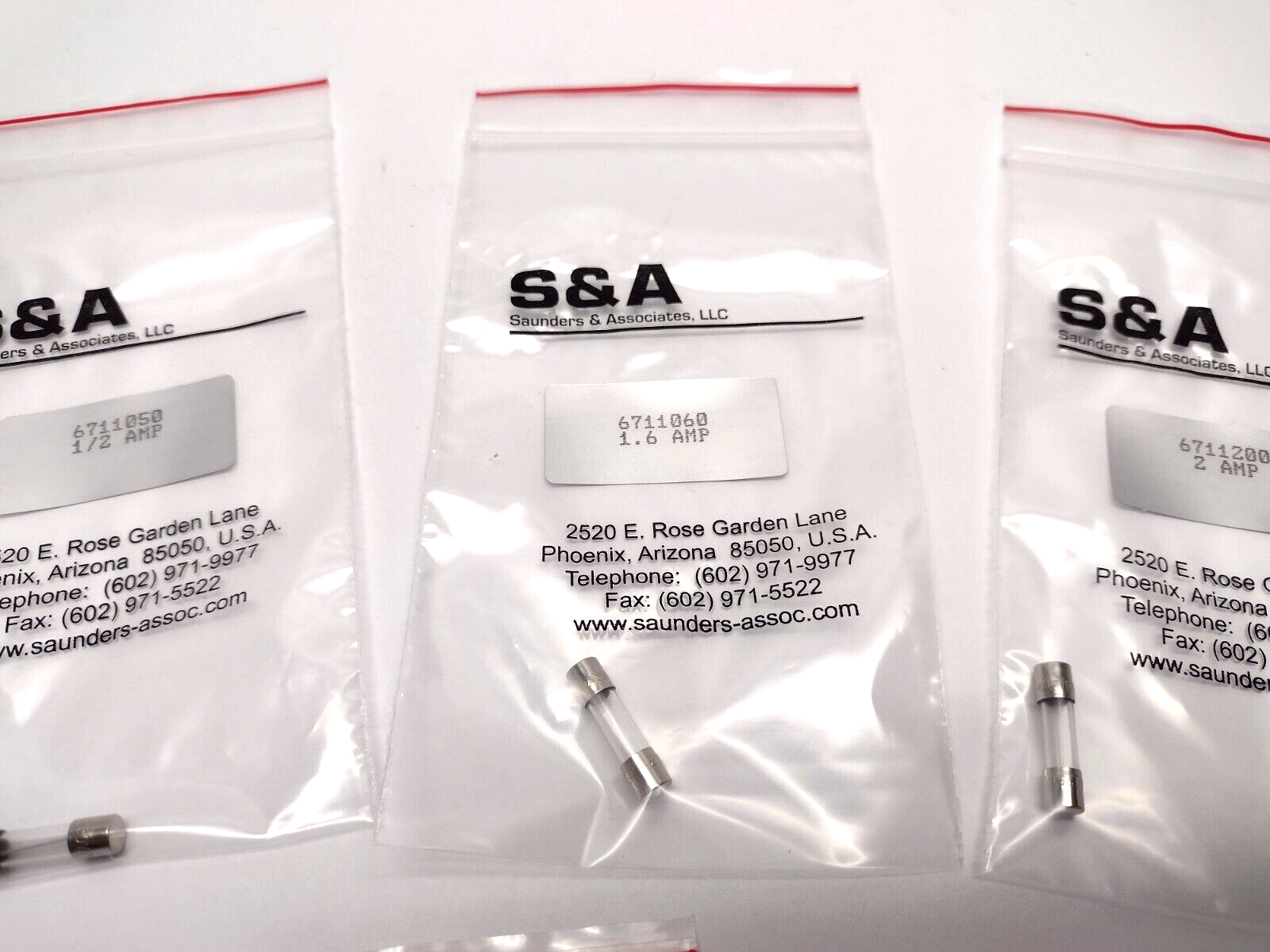 Saunders and Associates  4220 Chamber Fuse Set 0.25A, 0.5A, 1.6A, 2A, 3.15A - Maverick Industrial Sales
