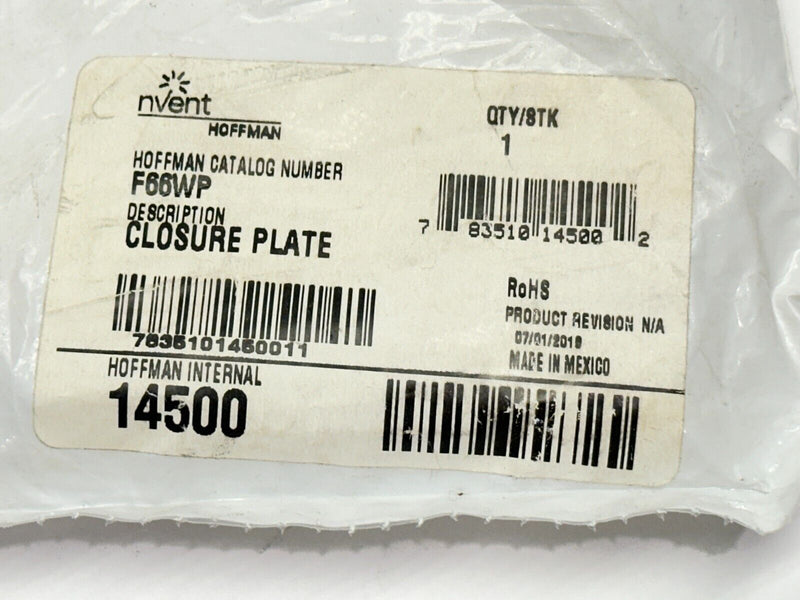 Hoffman F66WP nVent Closure Plate 6" x 6" 14500 - Maverick Industrial Sales