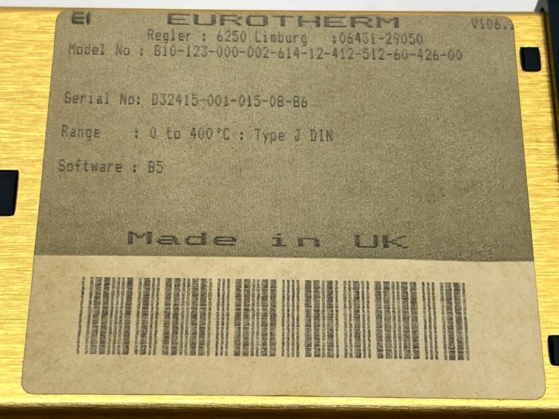 Eurotherm 6250 Limburg Display 810-123-000-002-614-12-412-512-60-426-00 B5 - Maverick Industrial Sales