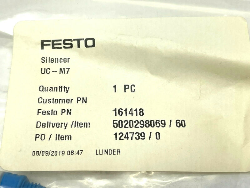 Festo UC-M7 Pneumatic Muffler 161418 - Maverick Industrial Sales