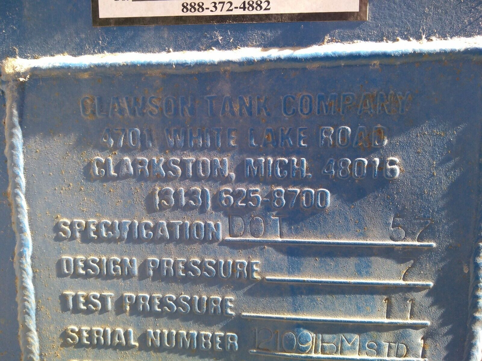 Clawson Tank D01 57 Forkable 345 Gallon Steel Storage Tank Refurbished 7 PSI - Used - Maverick Industrial Sales