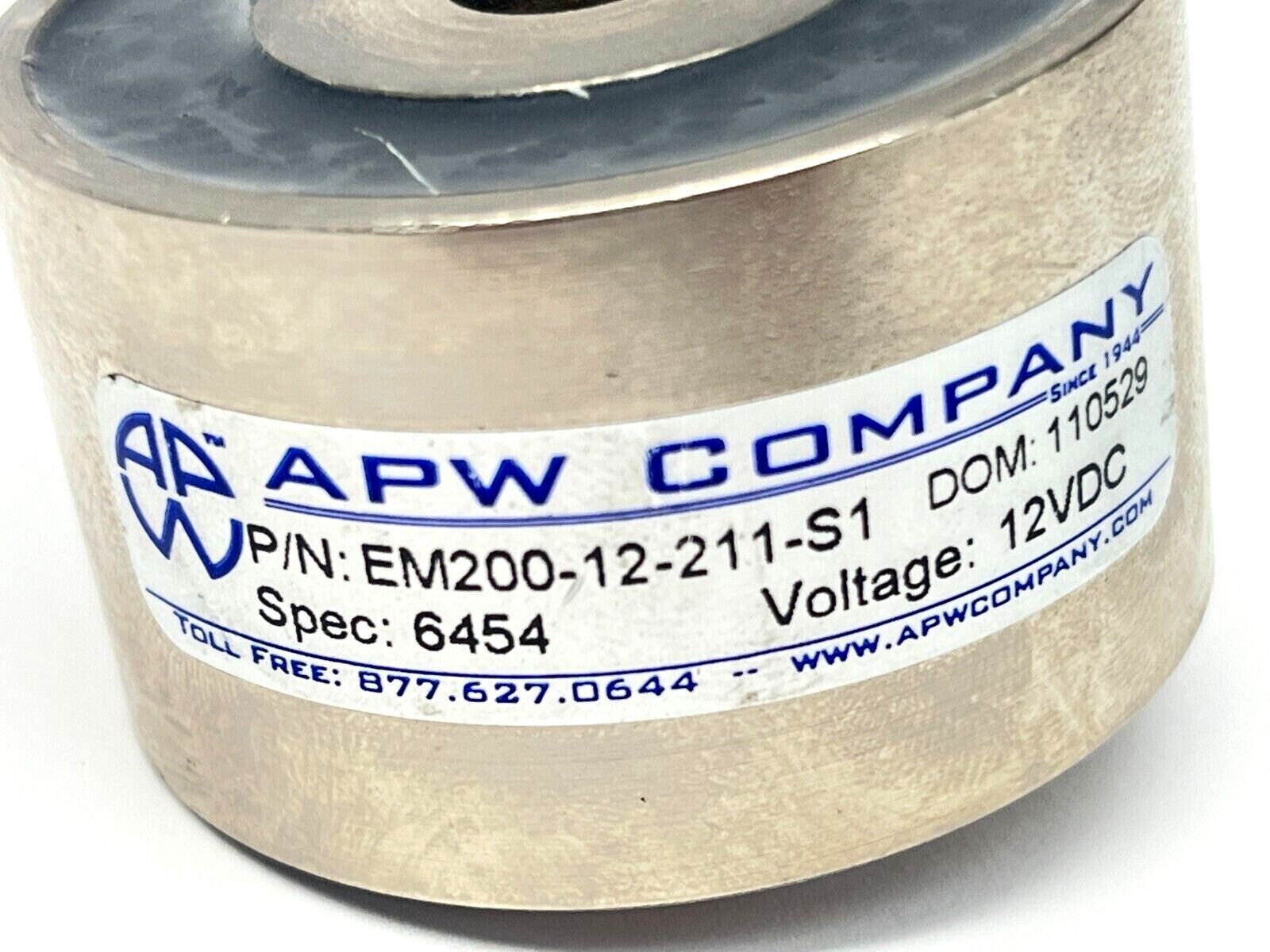 APW Company EM200-12-211-S1 Round Electromagnet 2" Diameter 120lb Holding 12VDC - Maverick Industrial Sales