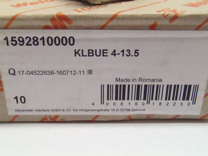 Box of 10 Weidmuller 1592810000 KLBUE 4-13.5 Steel Snap-On Clamping Yoke - Maverick Industrial Sales