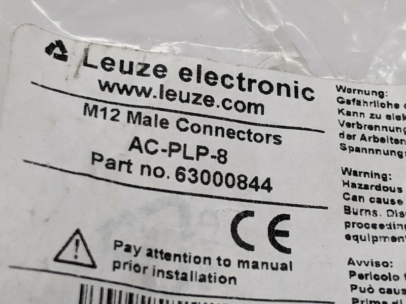 Leuze 63000844 M12 Male Connector AC-PLP-8 - Maverick Industrial Sales