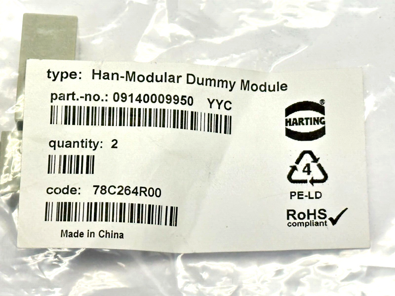 Harting 09 14 000 9950 Han Dummy Module KNBN LOT OF 2 - Maverick Industrial Sales