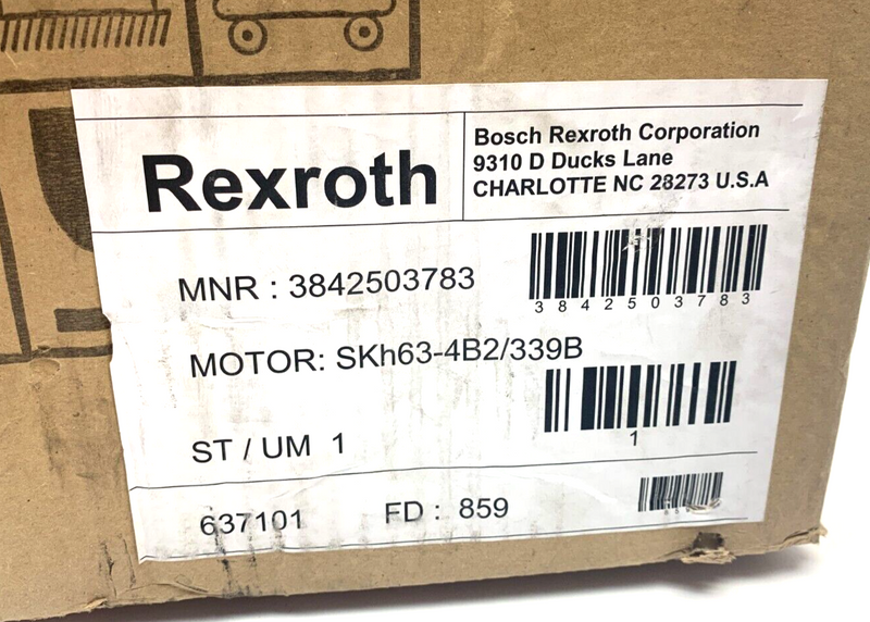 Bosch Rexroth 3842503783 Electric Motor 1660 RPM 3PH 254/460 60HZ - Maverick Industrial Sales