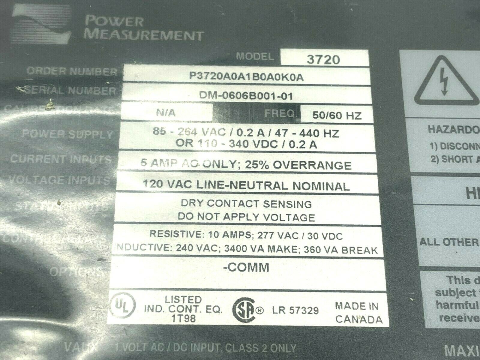 Power Measurement 3720 Power Meter Display P3720A0A1B0A0K0A - Maverick Industrial Sales