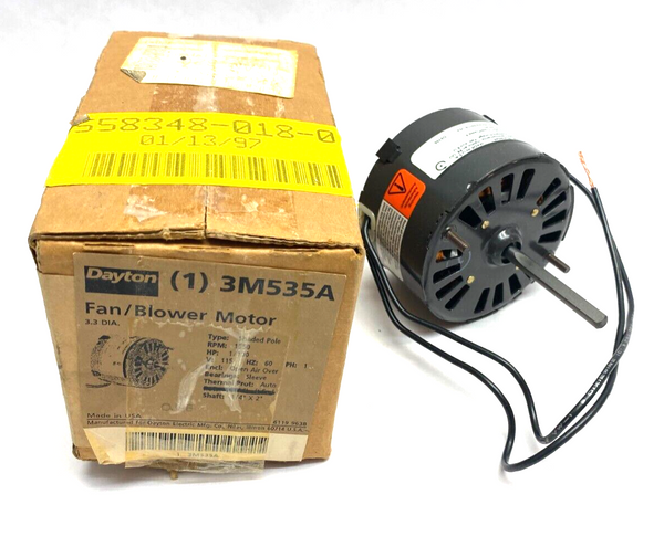 Dayton 3M535A Fan/Blower Motor Single-Phase Shaded Pole Open Air-Over 1/100 HP - Maverick Industrial Sales