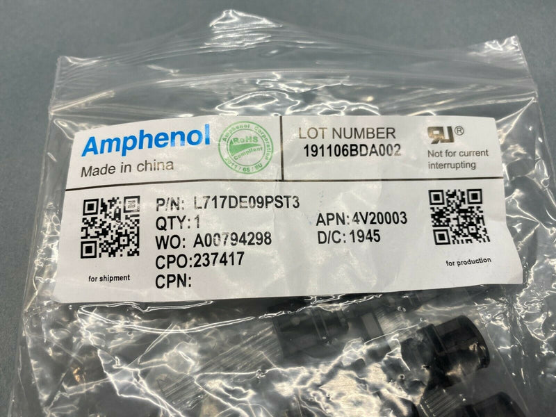 Amphenol L717DE09PST3 D-Sub Plug 9 Position Male Pin Connector - Maverick Industrial Sales
