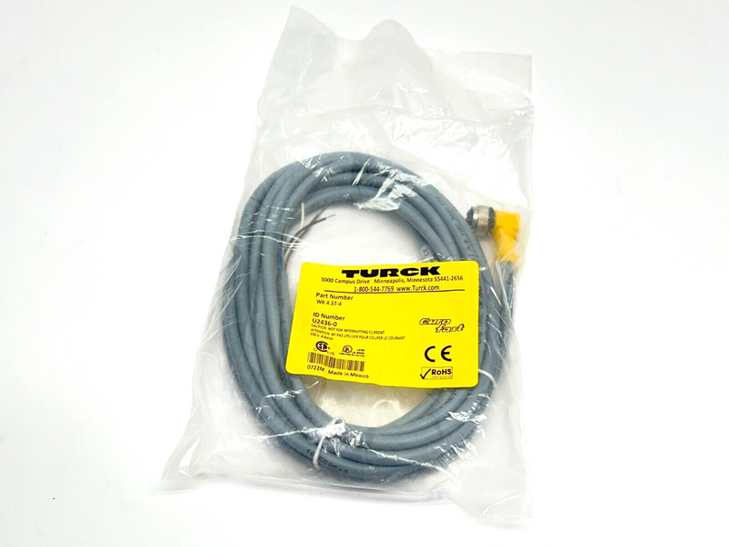 Turck WK 4.5T-4 Euro Fast Cordset F M125-Pin - Flying Leads 4m U2436-0 - Maverick Industrial Sales