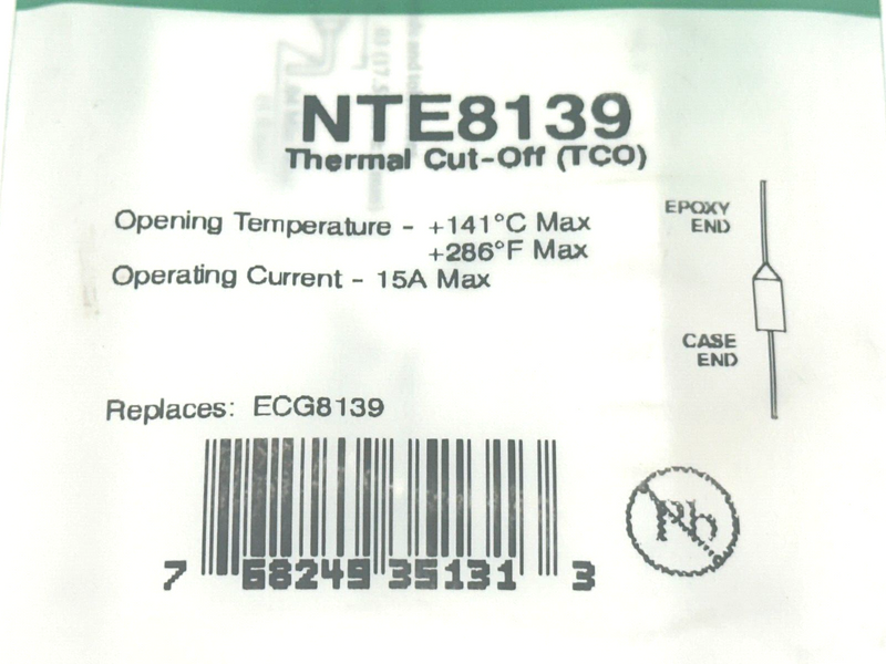 NTE NTE8139 Thermal Cut-Off TCO 15A 141 Degrees Celsius LOT OF 2 - Maverick Industrial Sales
