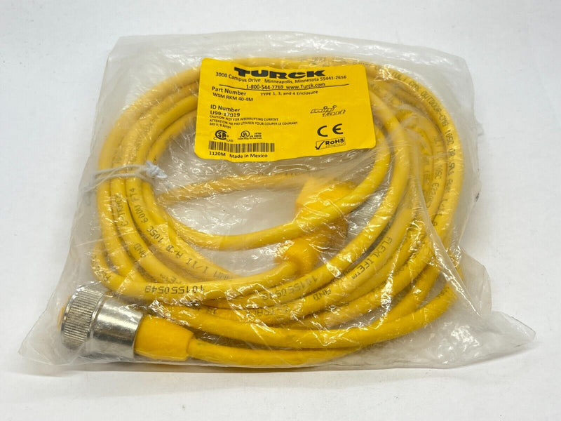 Turck WSM RKM 40-4M Minifast Cordset M/F 7/8 UN Connector 4-Pin 4m U99-17019 - Maverick Industrial Sales