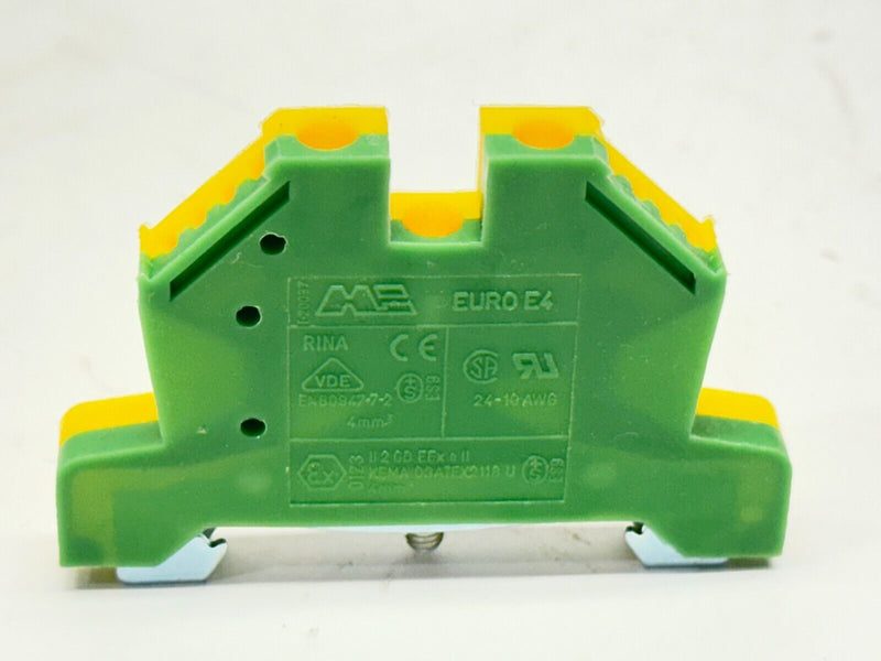 Morsettitalia EURO E4 Earth Terminal Block Green/Yellow 43454 LOT OF 5 - Maverick Industrial Sales