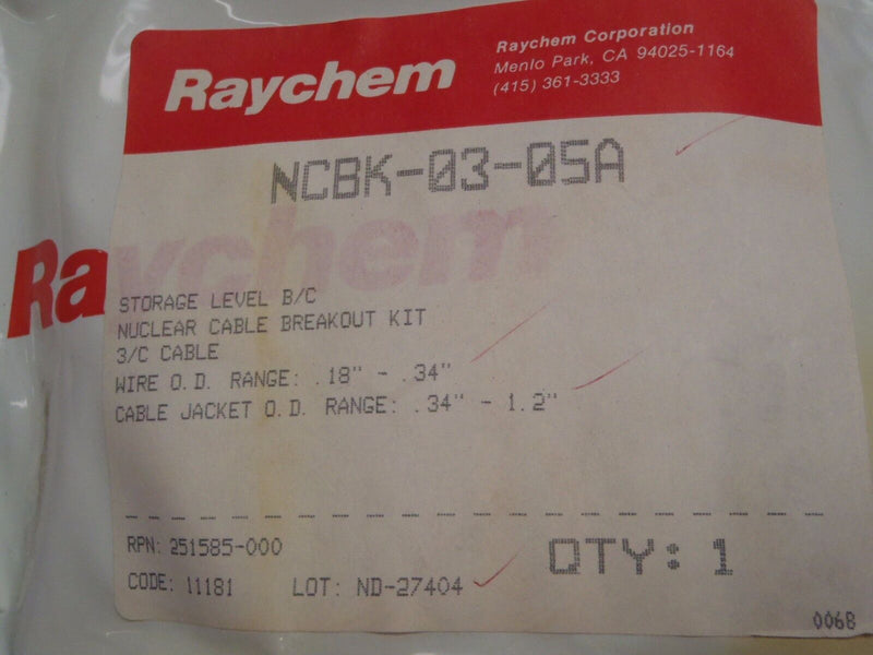 Raychem NCBK-03-05A Nuclear Cable Breakout Kit LOT OF 5 - Maverick Industrial Sales