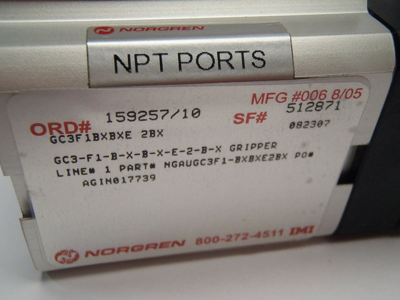 Norgren GC3F1BXBXE 2BX Pneumatic Gripper W/ Turck Ni2-ISI-0,055-BDS-2AP6X3-H1141 - Maverick Industrial Sales