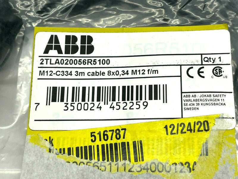 ABB 2TLA020056R5100 Cordset 3m Length 8-Pin M12 - Maverick Industrial Sales