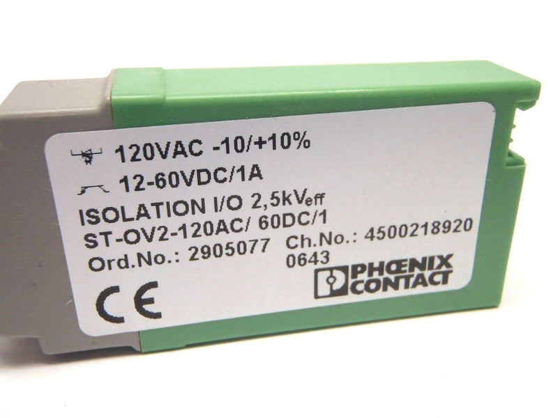Phoenix Contact STOV2-120AC 60DC 1 Isolation I/O 2,5kVeff Solid State Relay - Maverick Industrial Sales