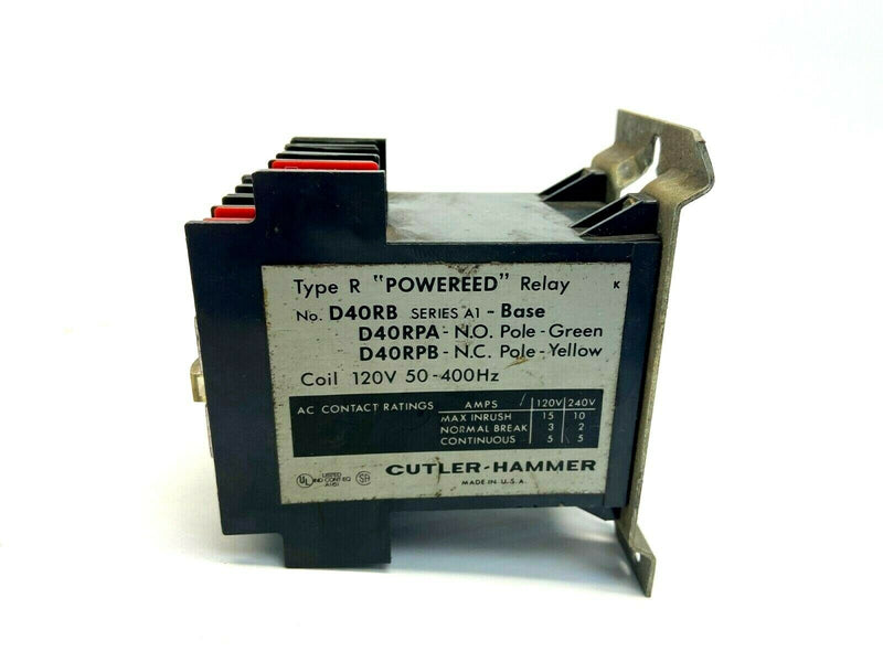 Cutler-Hammer D40RB Type R Powereed Relay D40RCA Coil Red, D40RPA N.O. Green - Maverick Industrial Sales