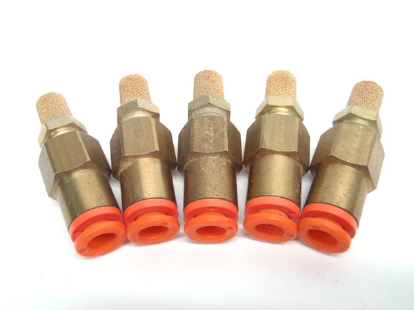 Muffler Filter Silencer Brass Sintered Bronze 1/4" NPT to 1/4" Tube LOT OF 5 - Maverick Industrial Sales