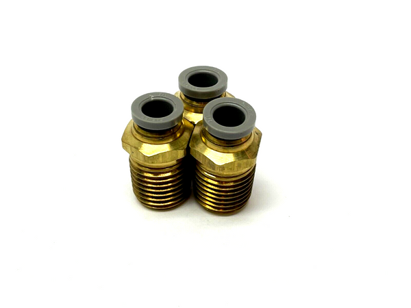 Parker Push to Connect Brass Fitting 1/4" Tube OD 1/4" Male NPT LOT OF 3 - Maverick Industrial Sales