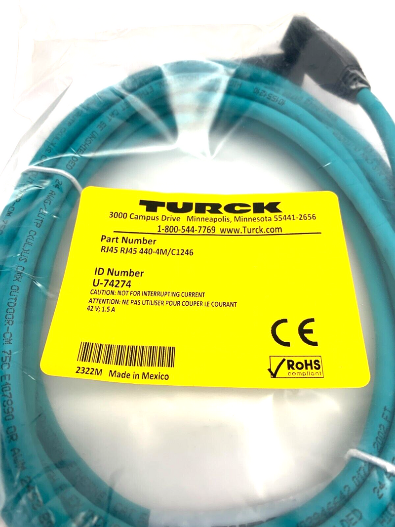 Turck RJ45 RJ45 440-4M/C1246 Cordset U-74274 - Maverick Industrial Sales