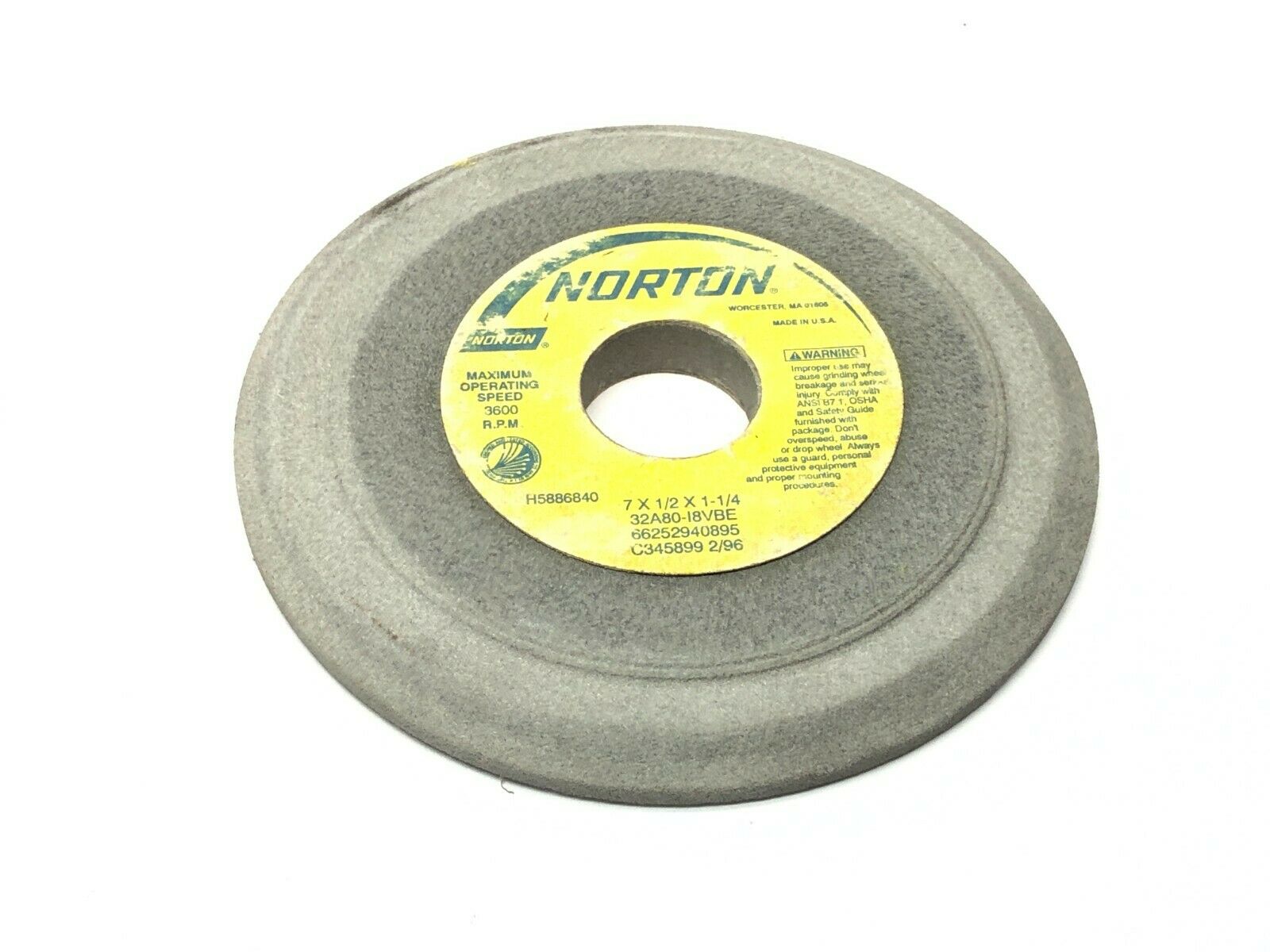 Norton 32A80-I8VBE Grinding Wheels 1-1/4" Bore 3600 RPM LOT OF 5 - Maverick Industrial Sales