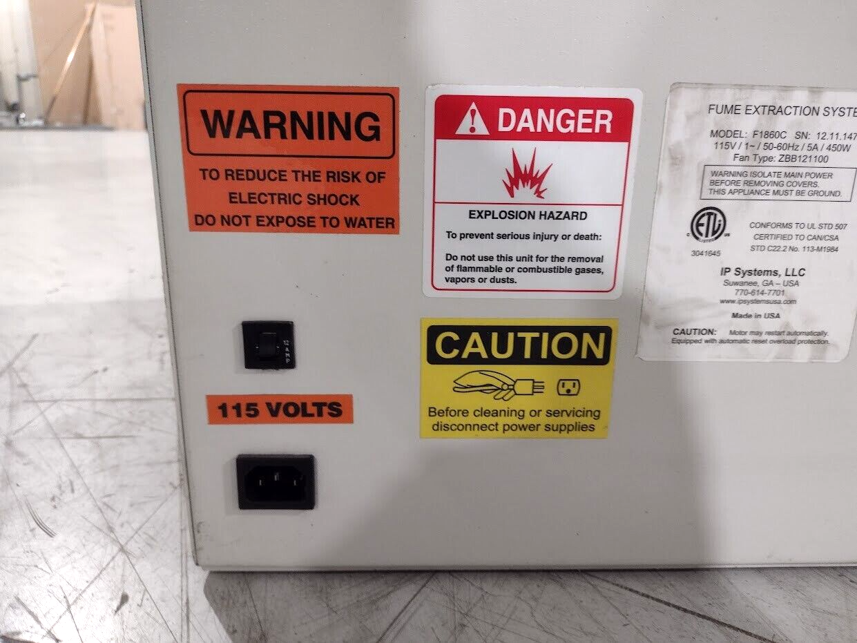 IP Systems F1860C Fume Extractor 115V Fan Type ZBB121100 - Maverick Industrial Sales