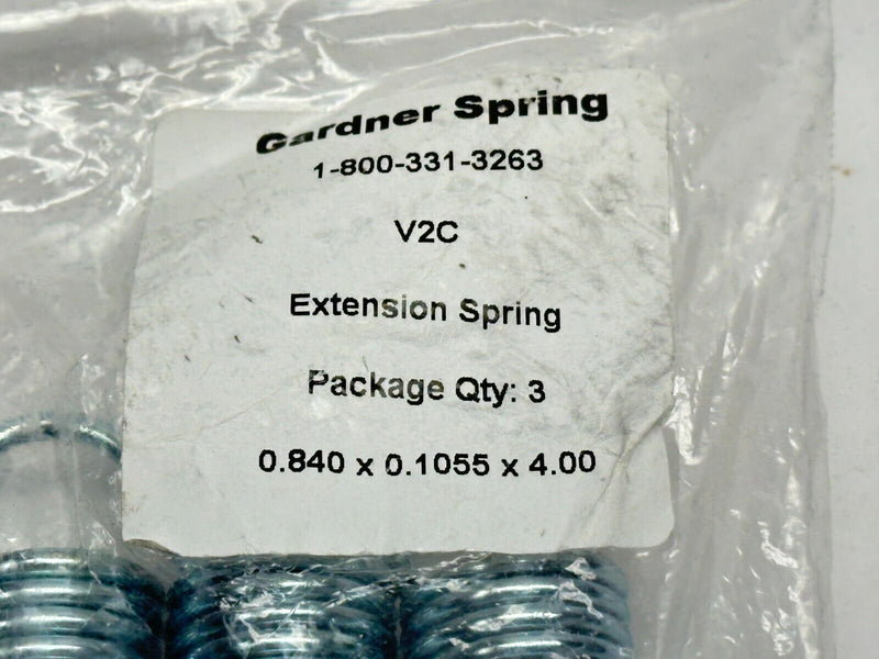 Gardner Spring V2C Extension Spring .840" x .1055" x 4" PACK OF 3 - Maverick Industrial Sales