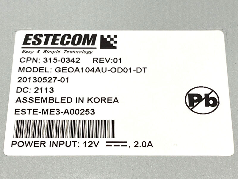 Estecom GEOA104AU-OD01-DT Rev:01 10.4" Open Touch Frame Monitor 315-0342 - Maverick Industrial Sales